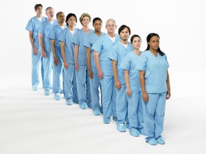docs nurses all in blue line
